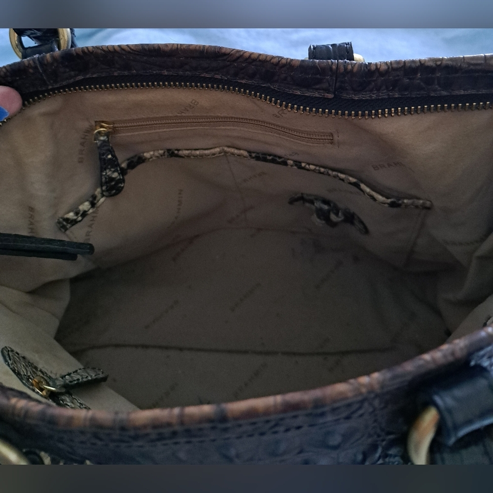 Brahmin Brown and Black Textured Shoulder Bag - Picture 6 of 8